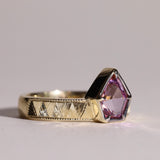 Pink Shield Cut Sapphire Ring