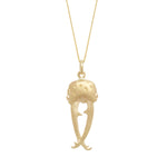 14k yellow gold beetle head charm with engraved stars covering the head.  Attached to separately available gold chain.