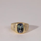 Mermaid Tanzanite and Half Moon Diamond Ring