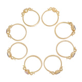 Side views of 8 yellow gold rings each with shapes inspired  by the greek hydria.