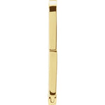 Side view (opening side) of large 14k yellow gold charm holder.  Holder has oval shape with one side opening at the center.